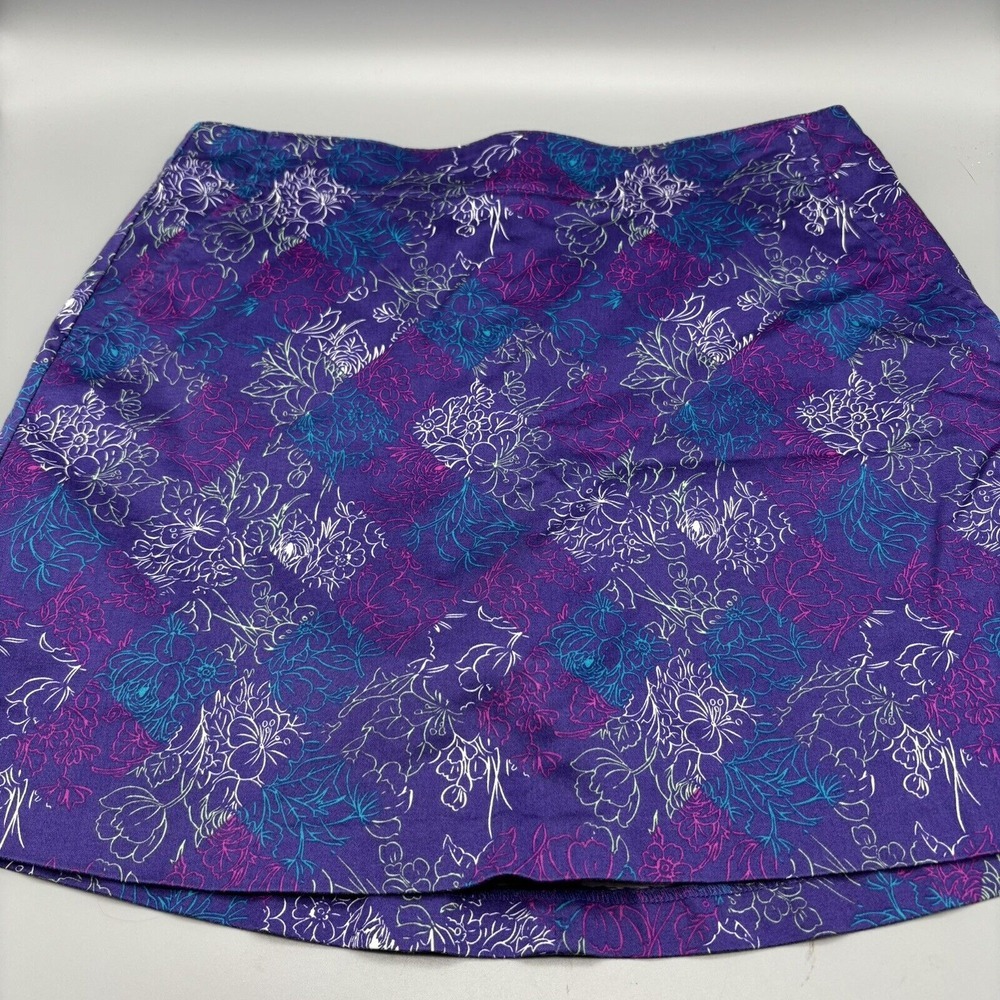 Lady Hagen Womens Purple Floral Print Skort Size 6